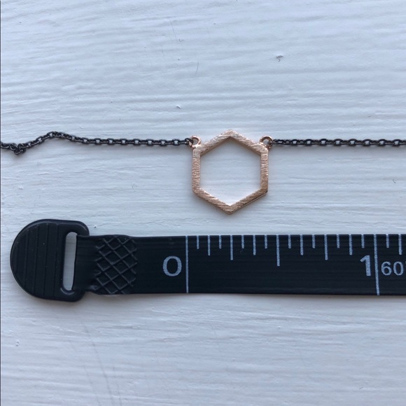 Unique Dainty Mixed Metal Hexagon Necklace - Picture 3 of 4